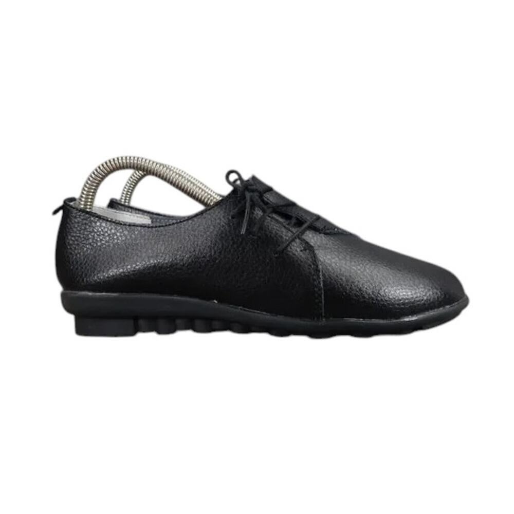 Shoes Womens 39 Casual Black Leather Fashion Lace Up Comfort Walking Round Toe